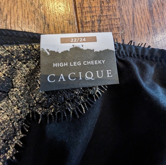 Lane Bryant Cacique Black & gold high leg cheeky panty size 22/24 - Picture 5 of 6